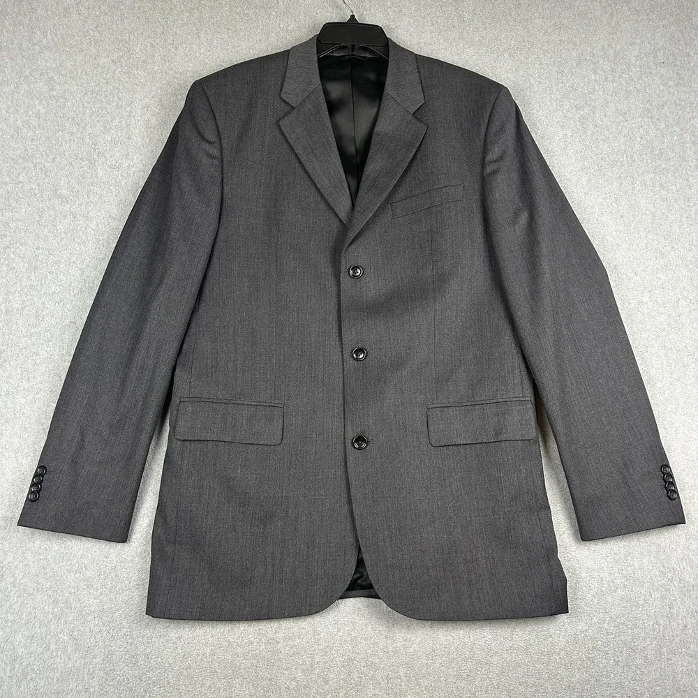 Banana Republic Suit Jacket Mens 42L Gray Wool 3 Button Notch Lapel Business